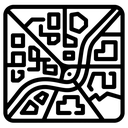 city map Line Art icon