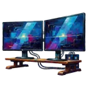 dual monitor setup Oil Painting icon