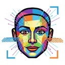 facial recognition face scan Pop Art icon