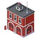 fire station Isometric icon