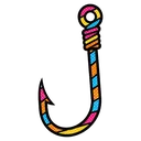 fishing hook Pop Art icon