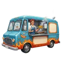 food truck vendor Oil Painting icon