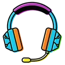 gaming headset with mic Pop Art icon