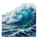 ocean wave water Oil Painting icon