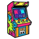 retro arcade game cabinet Pop Art icon
