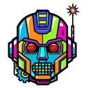 robot head Pop Art icon