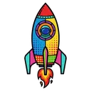 rocket ship Pop Art icon