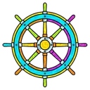 ship wheel Pop Art icon