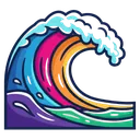 surfing wave Pop Art icon