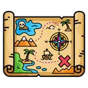 treasure map Pop Art icon