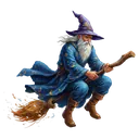 wizard flying on broom Oil Painting icon