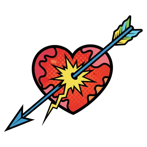 arrow through heart Pop Art icon