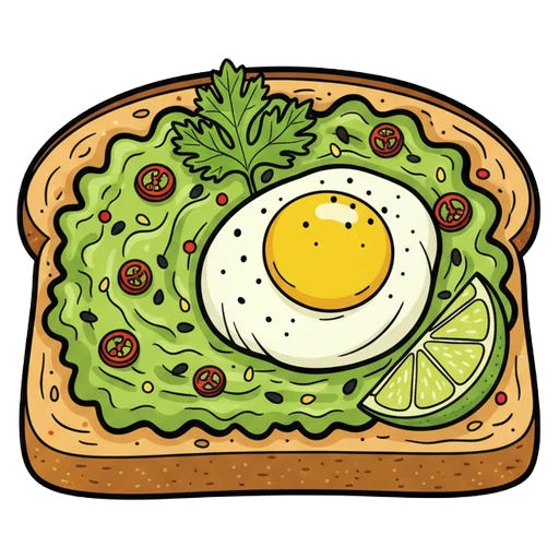 avocado toast breakfast Pop Art icon - free AI-generated pop art icon for web and app projects