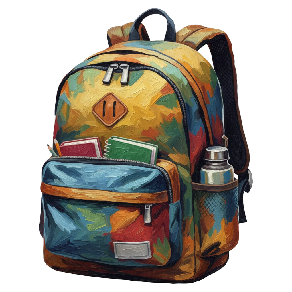 backpack school bag Oil Painting icon - free AI-generated oil painting icon for web and app projects