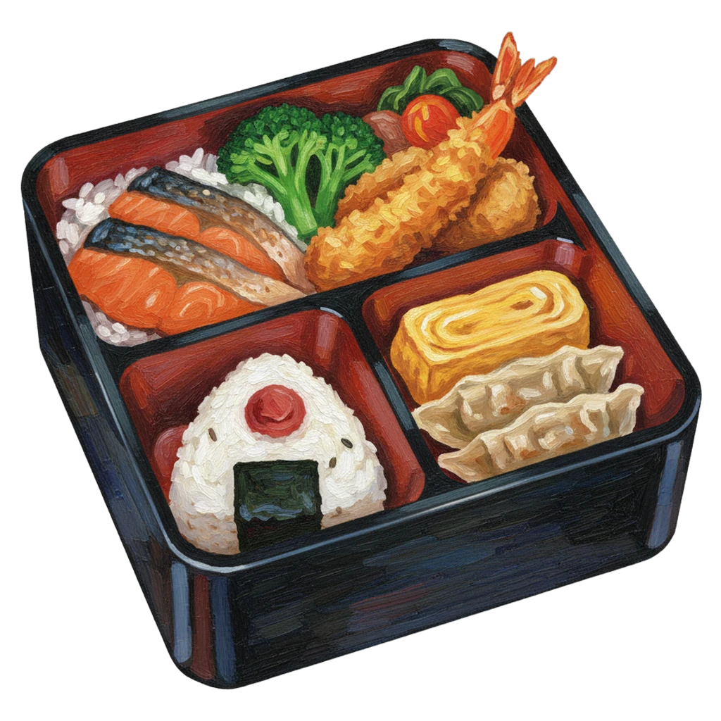 bento box Oil Painting icon - free AI-generated oil painting icon for web and app projects