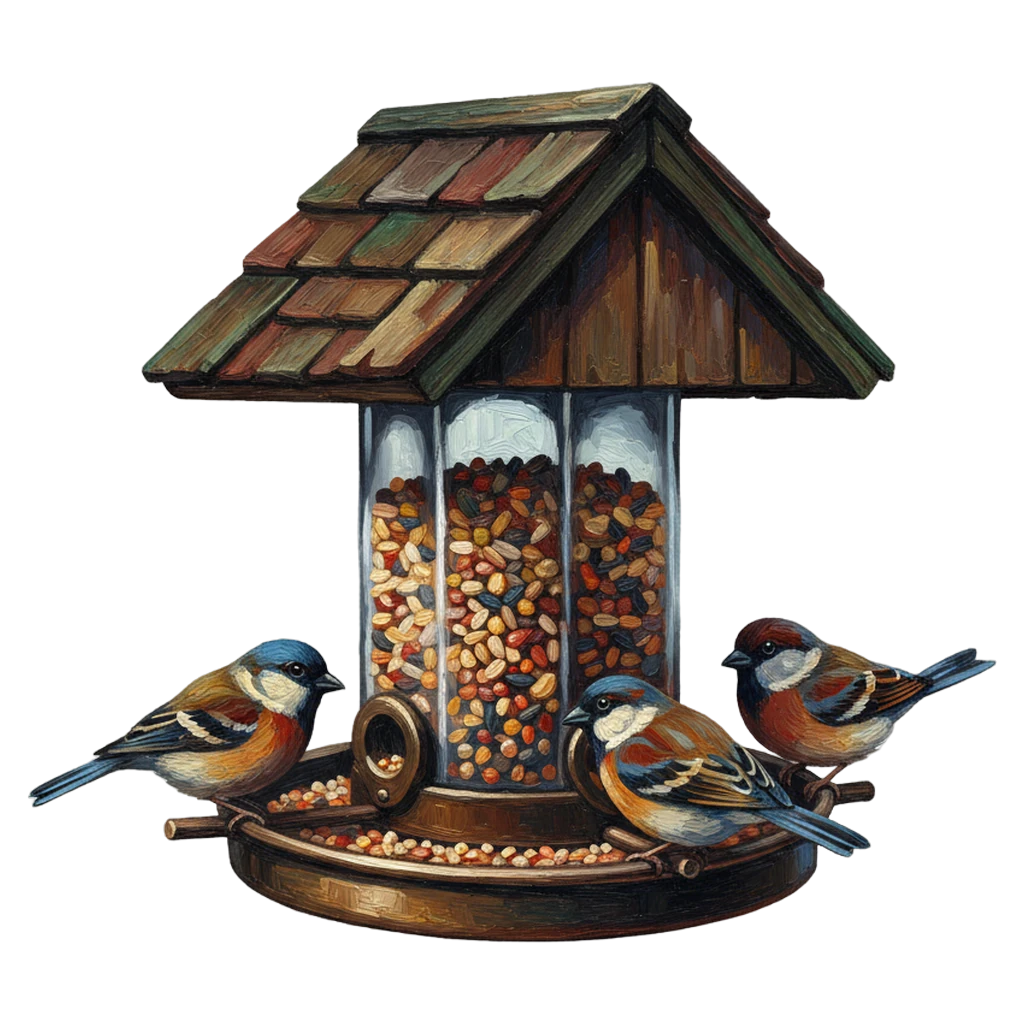 bird feeder Oil Painting icon - free AI-generated oil painting icon for web and app projects