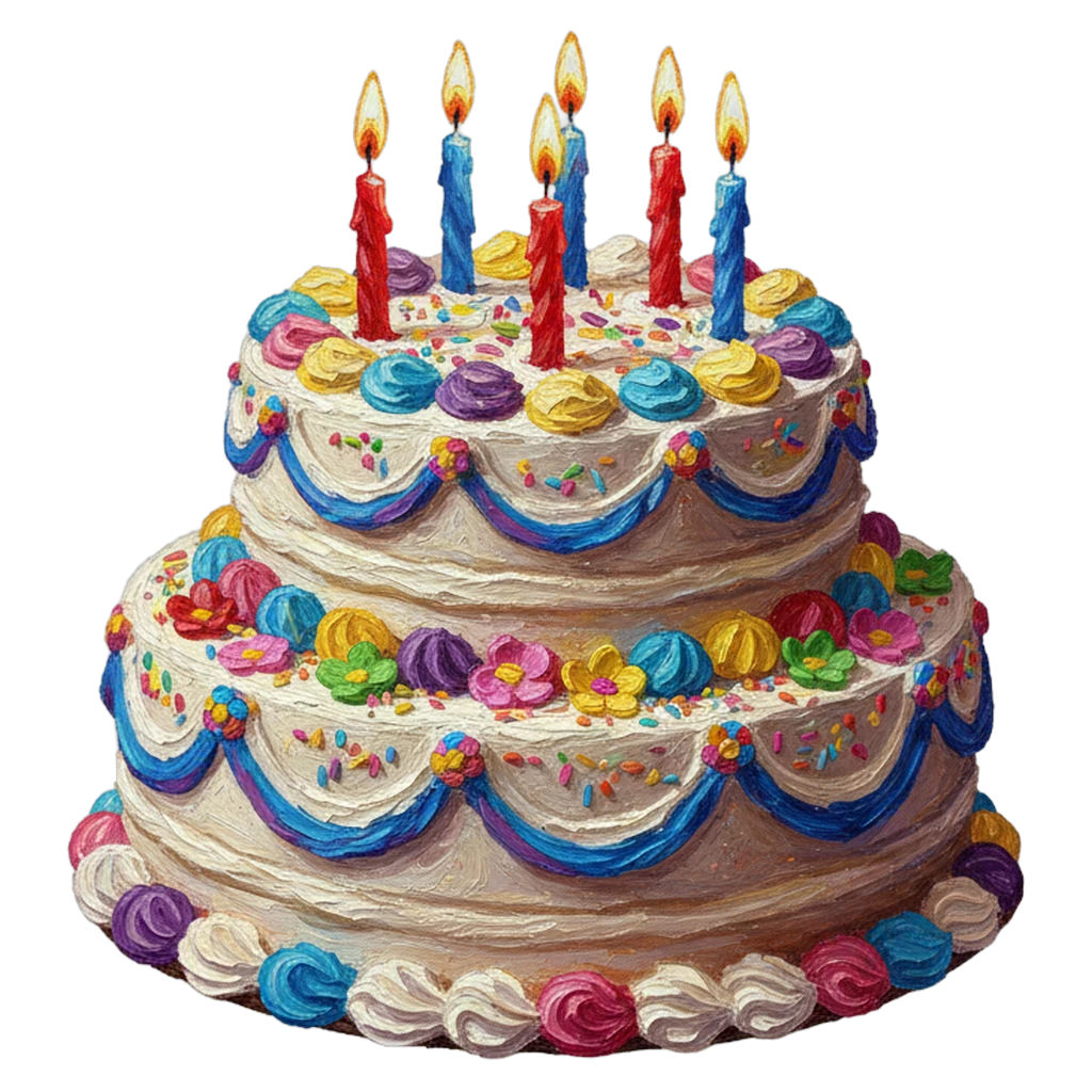 birthday cake Oil Painting icon