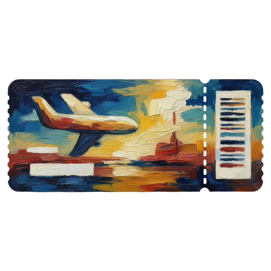 boarding pass ticket Oil Painting icon - free AI-generated oil painting icon for web and app projects