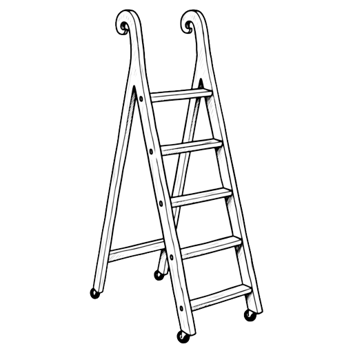 bookshelf ladder Hand Drawn icon