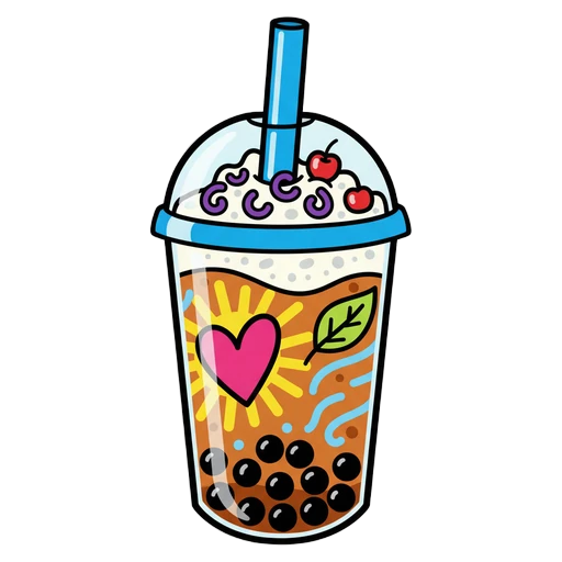 bubble tea Pop Art icon