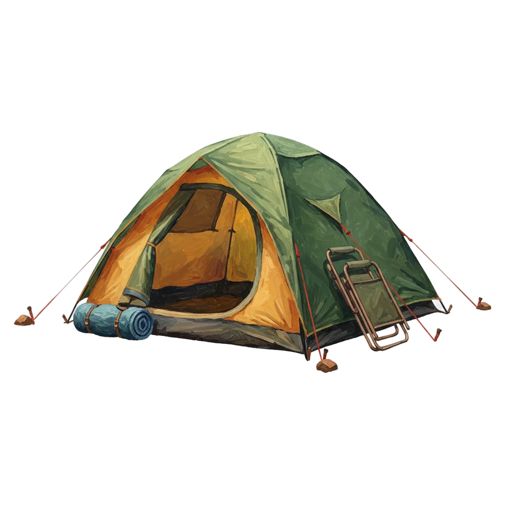 camping tent outdoors Oil Painting icon