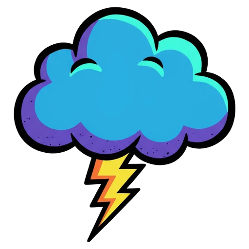 cloud with lightning Pop Art icon