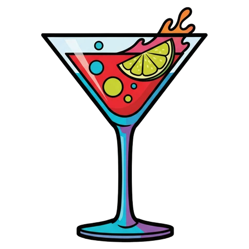 cocktail glass Pop Art icon - free AI-generated pop art icon for web and app projects