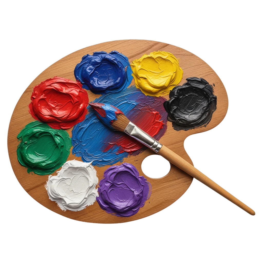 color palette with paintbrush Oil Painting icon