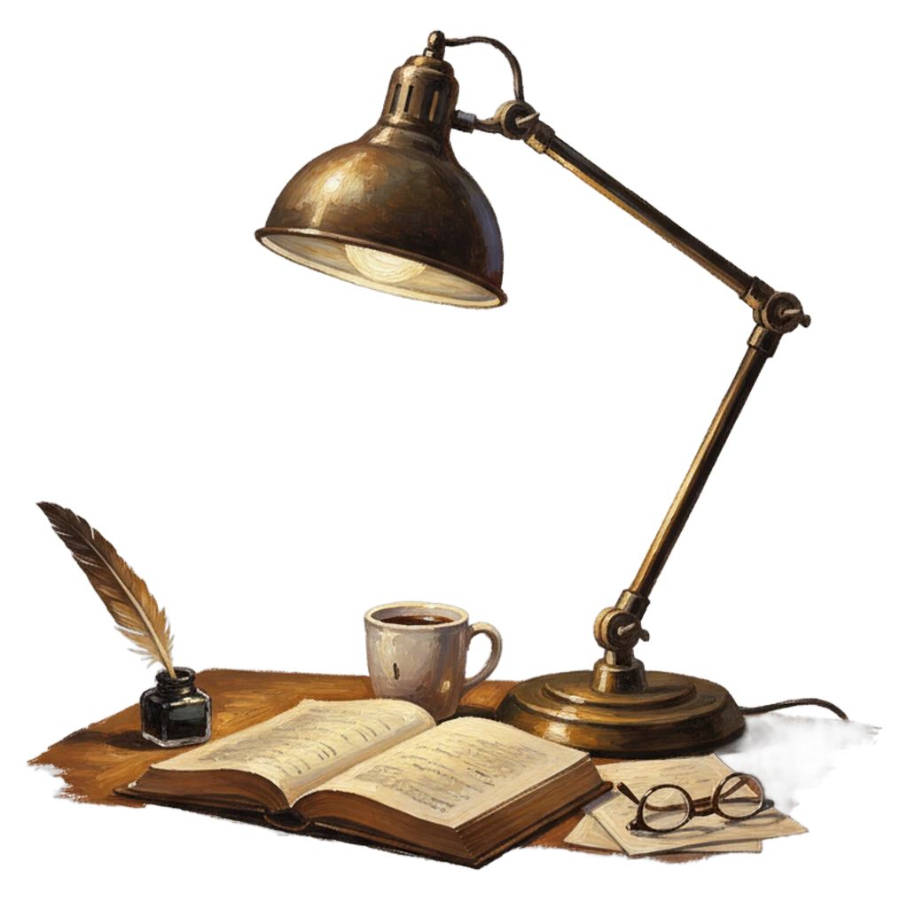 desk lamp workspace Oil Painting icon