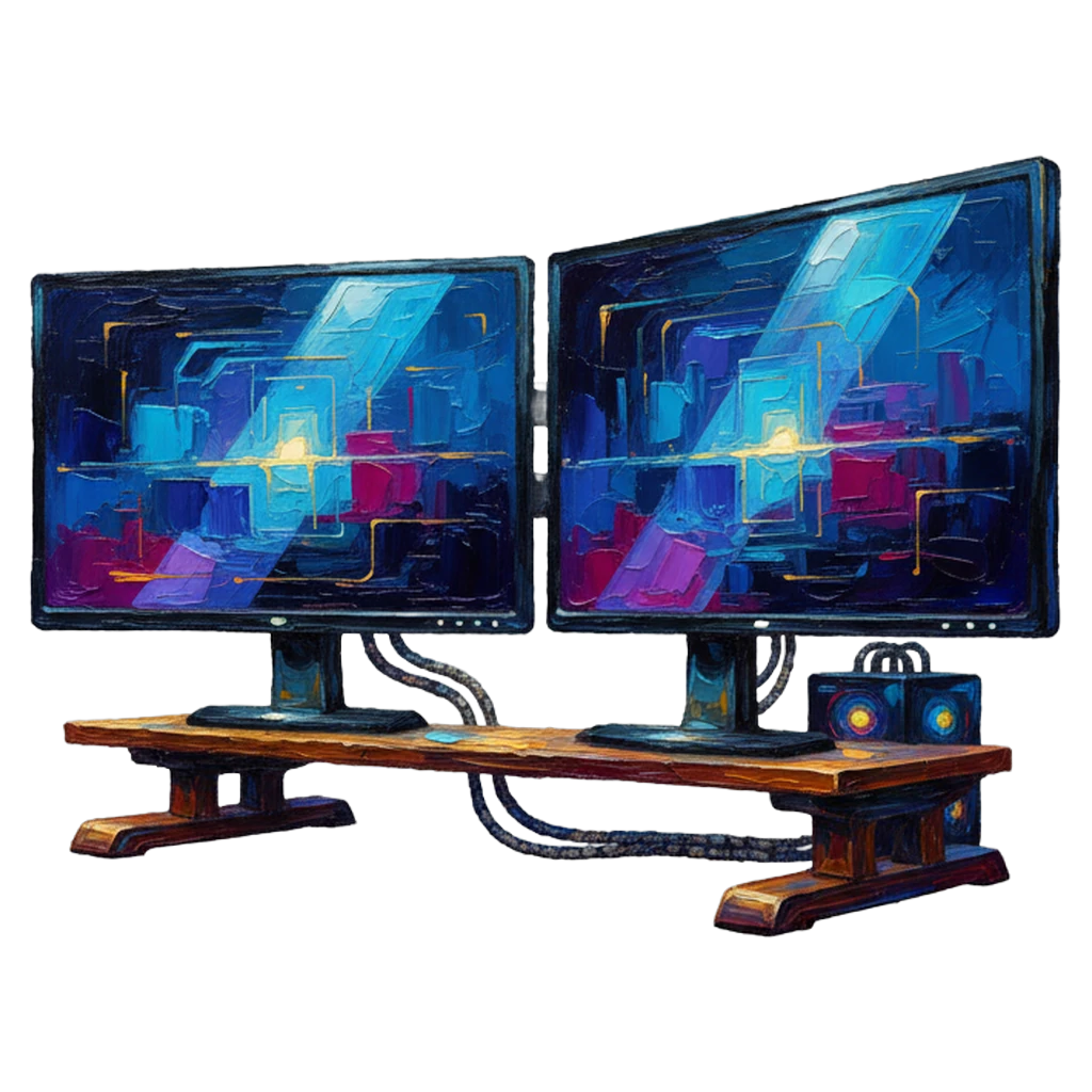 dual monitor setup Oil Painting icon