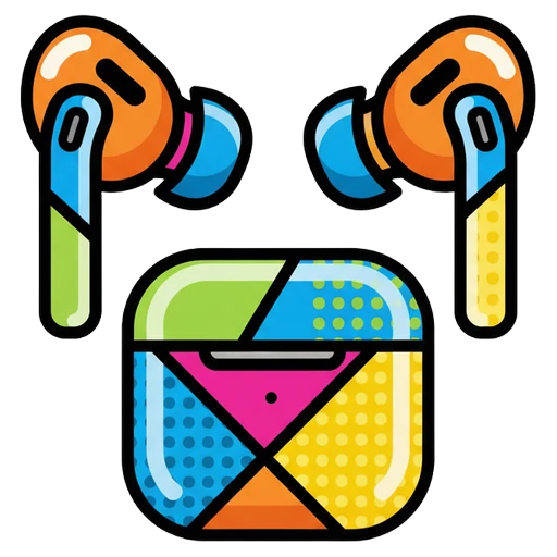 earbuds Pop Art icon - free AI-generated pop art icon for web and app projects