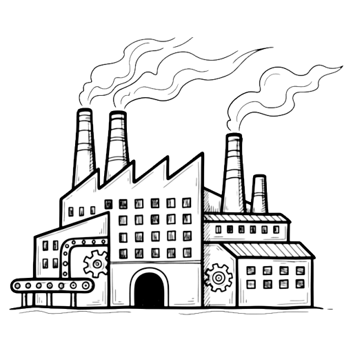 factory building Hand Drawn icon