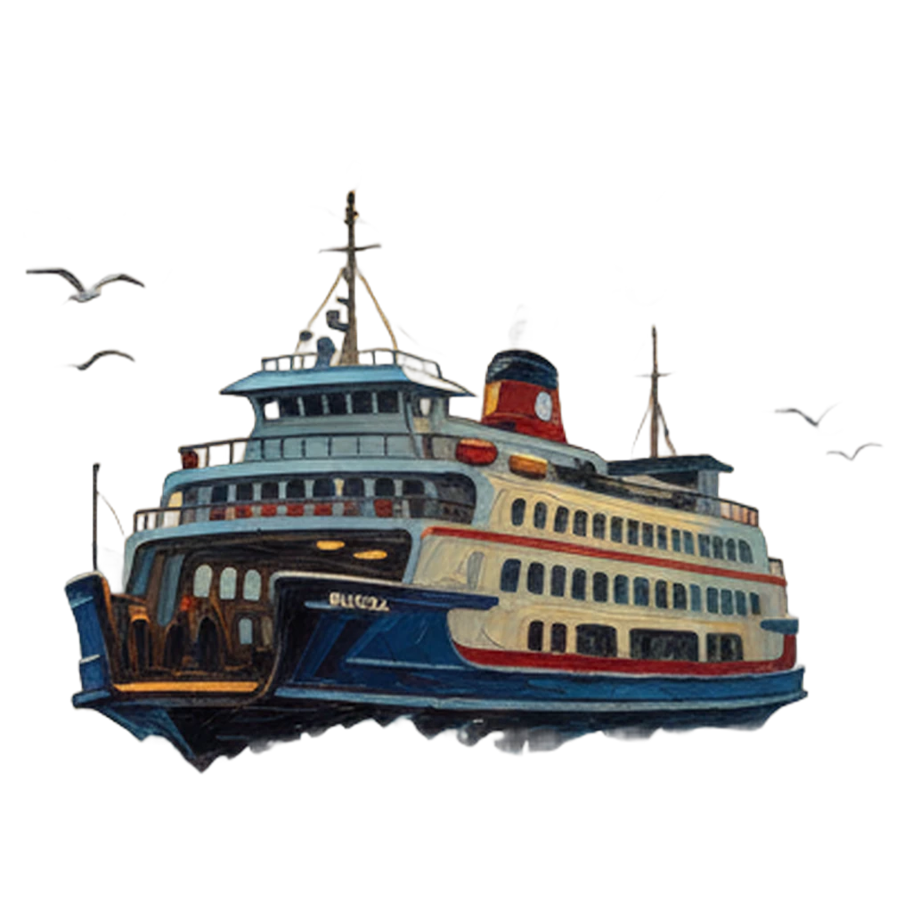 ferry water crossing Oil Painting icon