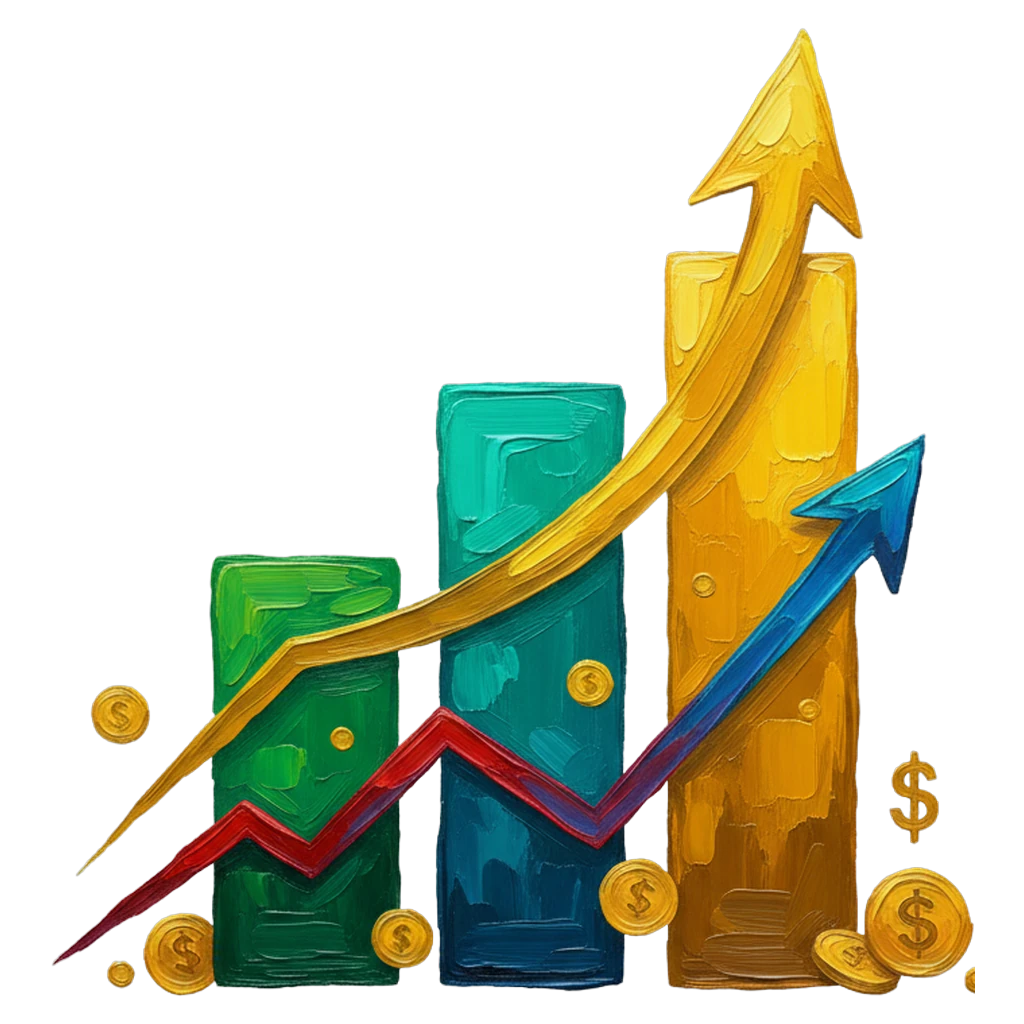 financial growth chart Oil Painting icon