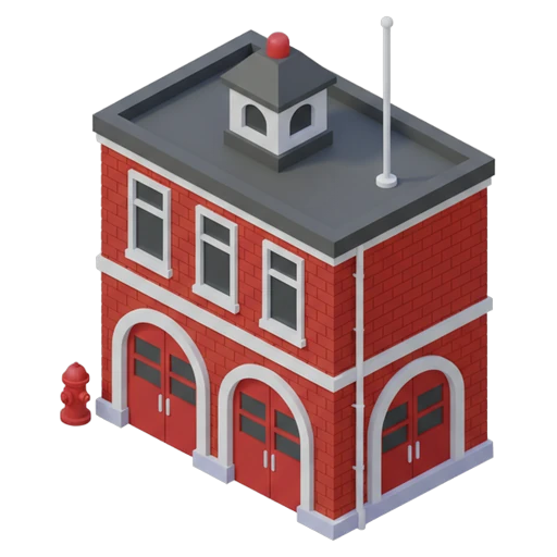 fire station Isometric icon