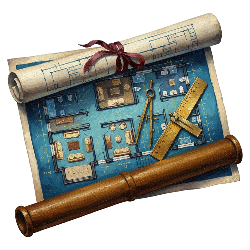 floor plan blueprint Oil Painting icon