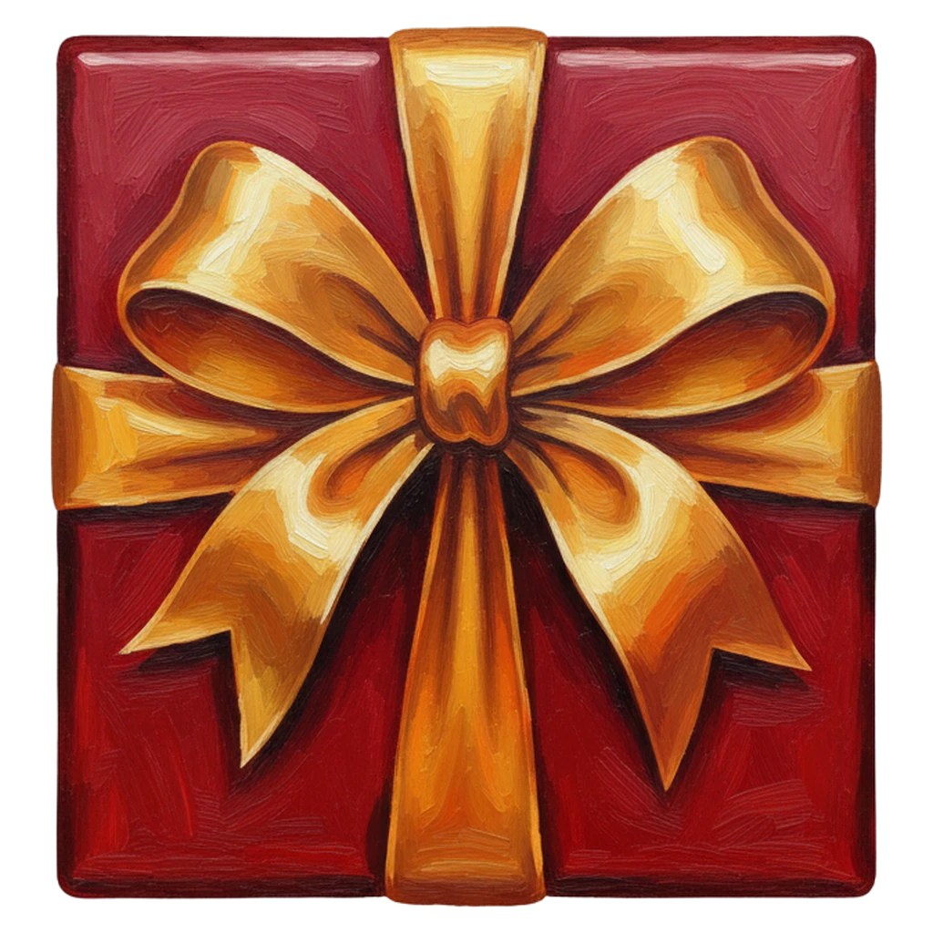 gift box with ribbon Oil Painting icon