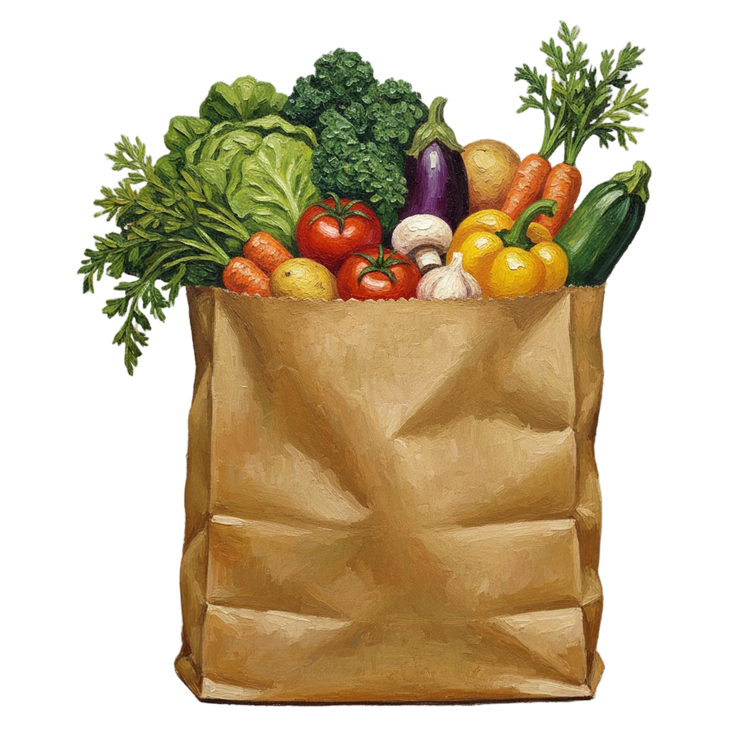 grocery bag vegetables Oil Painting icon