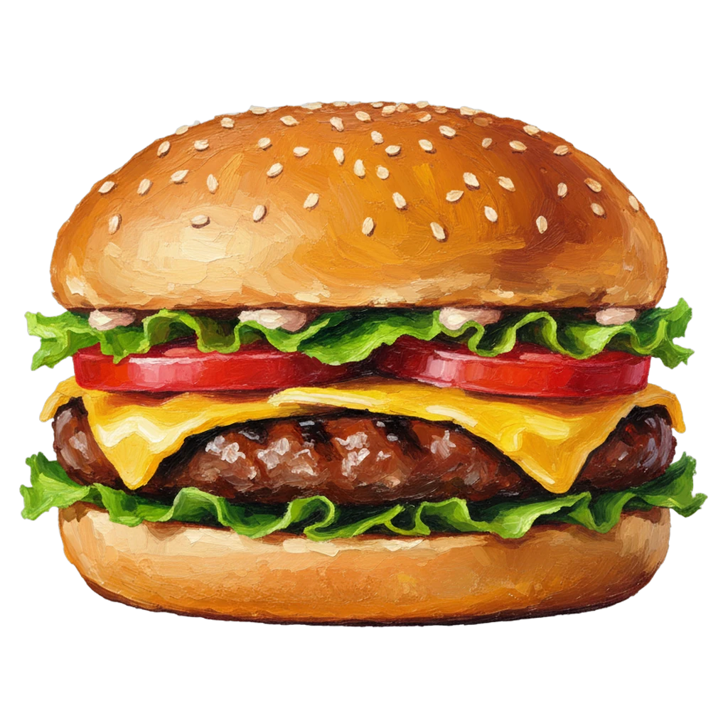 hamburger fast food Oil Painting icon