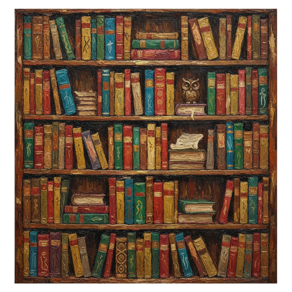 library bookshelf Oil Painting icon