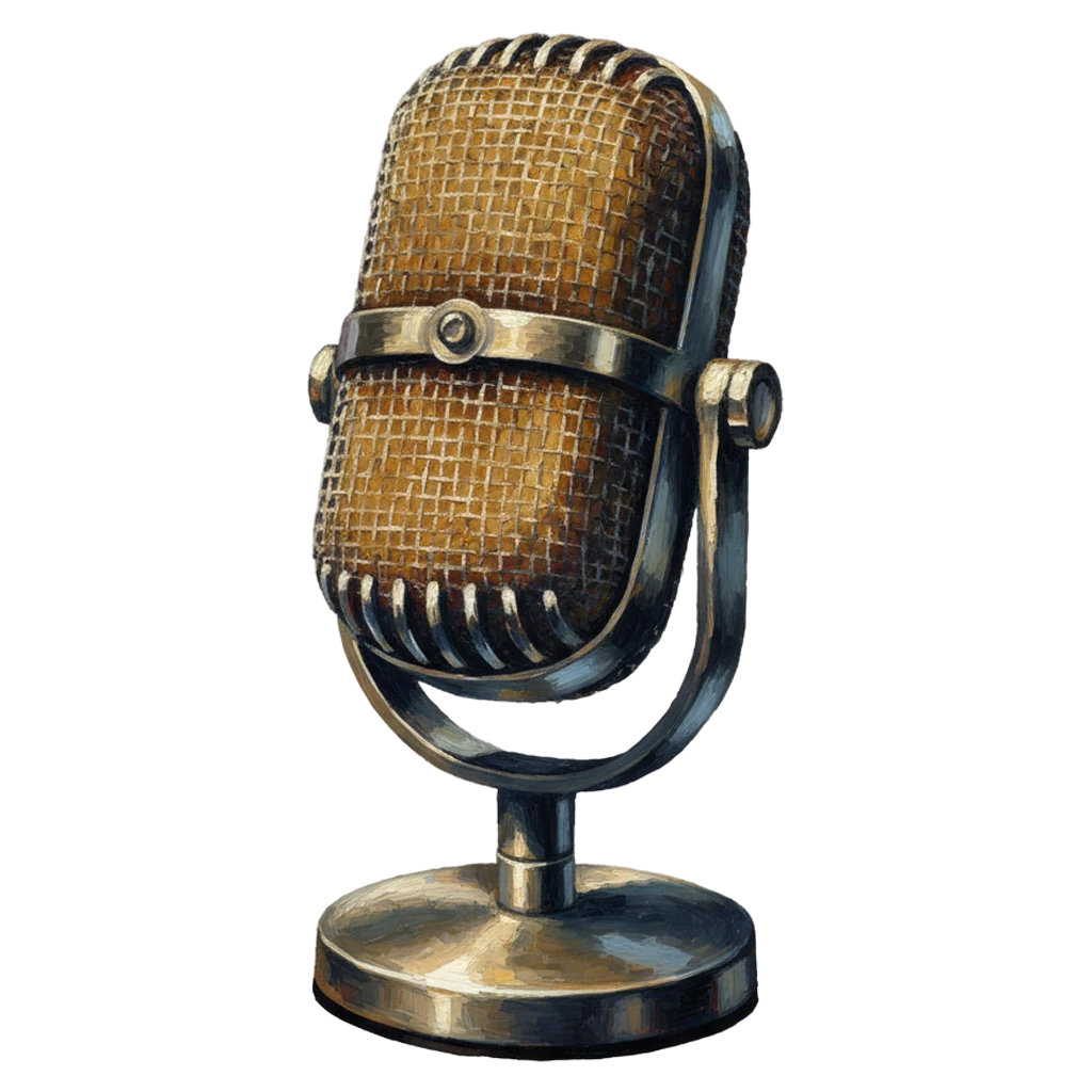 microphone podcast Oil Painting icon - free AI-generated oil painting icon for web and app projects