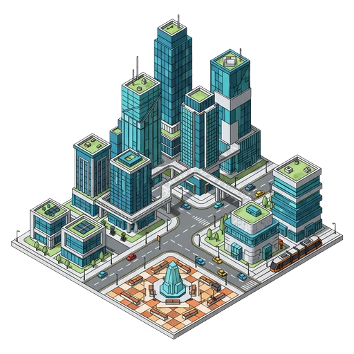 modern city block Isometric icon