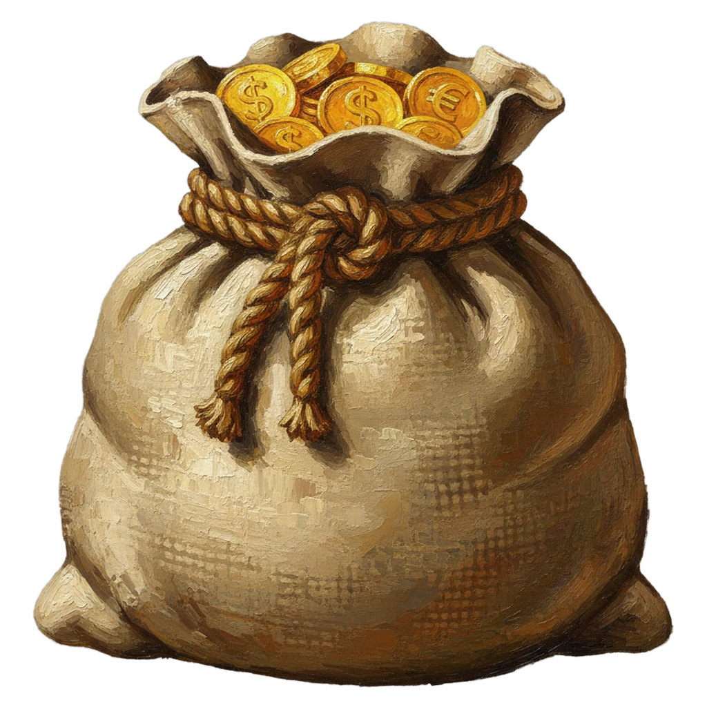 money bag Oil Painting icon - free AI-generated oil painting icon for web and app projects
