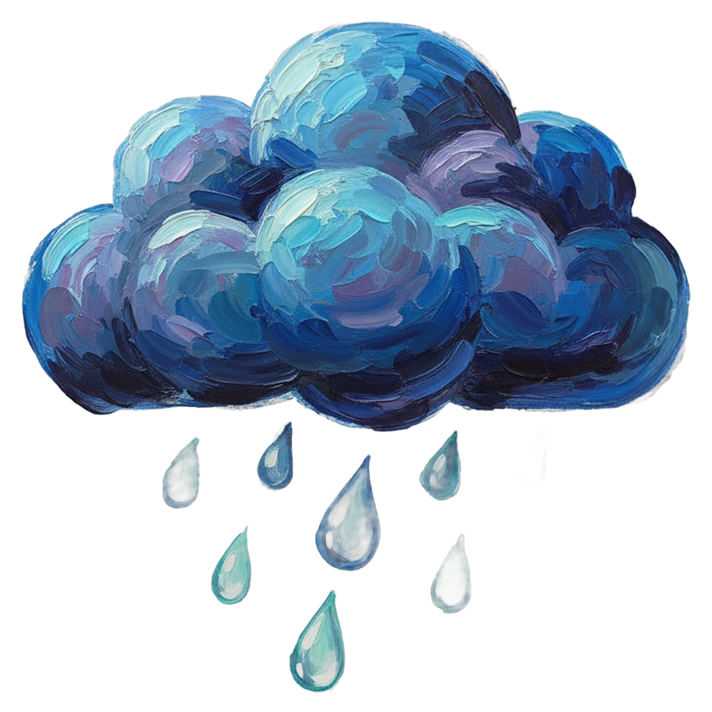 rain cloud drops Oil Painting icon