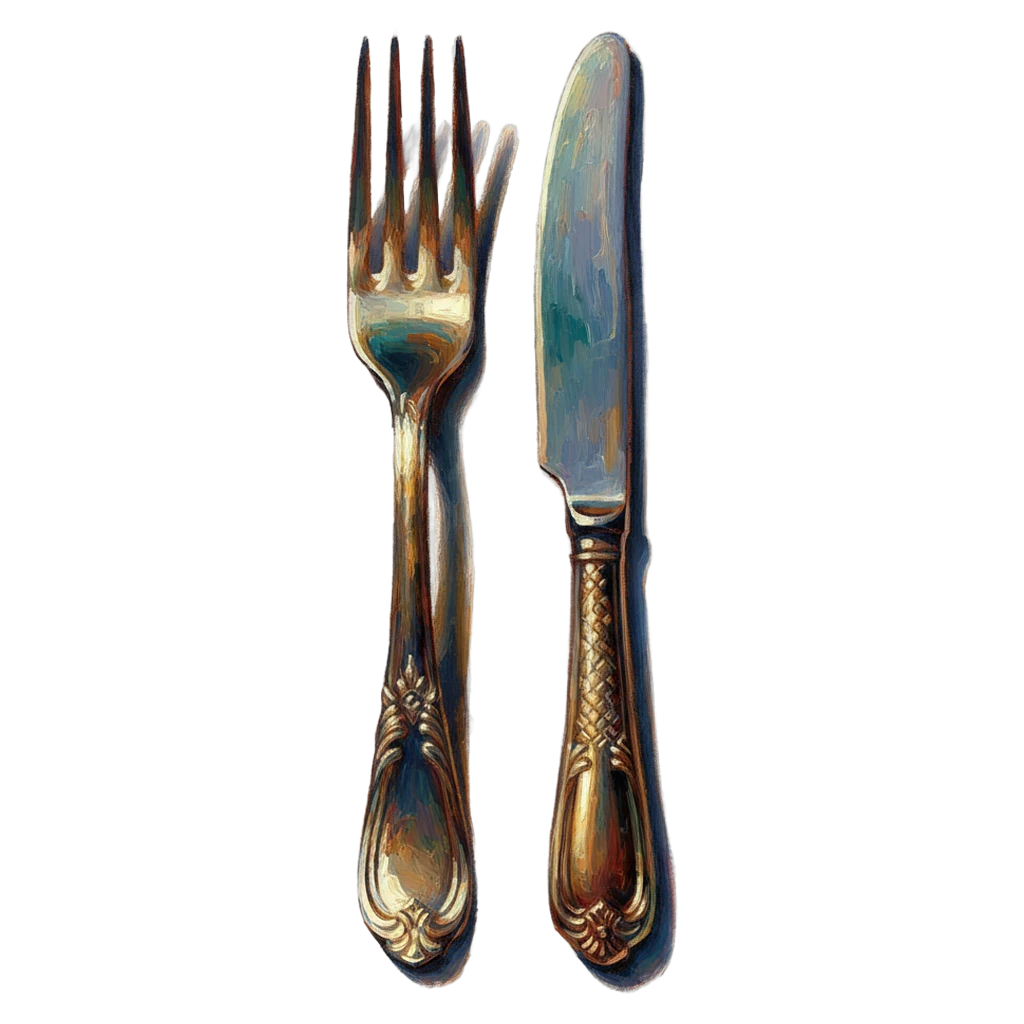 restaurant fork knife Oil Painting icon