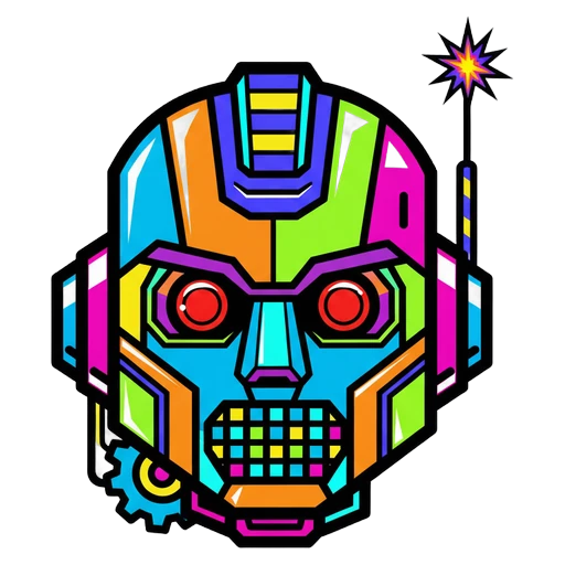 robot head Pop Art icon