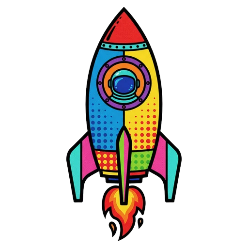 rocket ship Pop Art icon