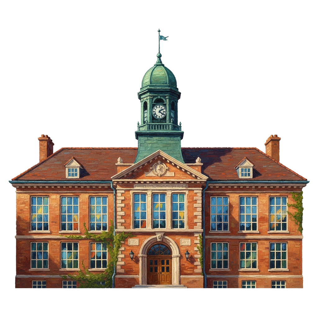 school building Oil Painting icon