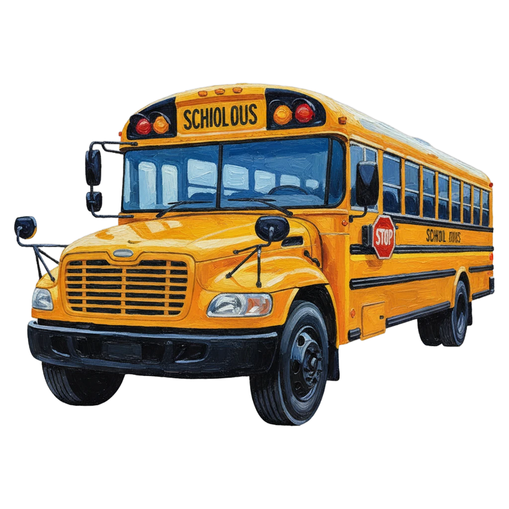 school bus Oil Painting icon