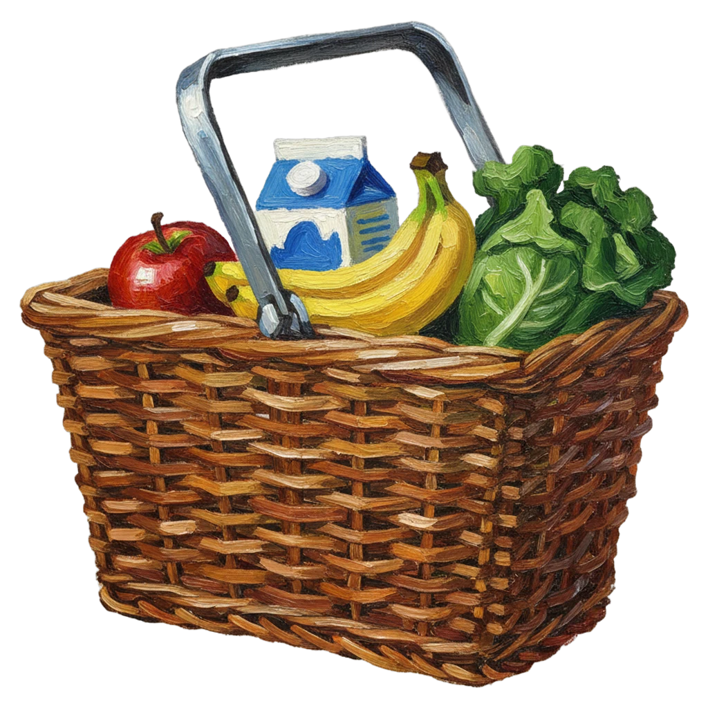 shopping basket Oil Painting icon